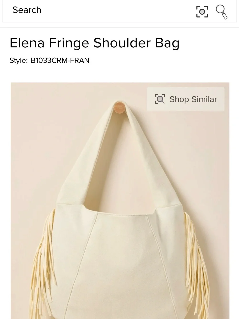Francesca’s Cream Fringe Faux Suede Shoulder Bag -NWOT